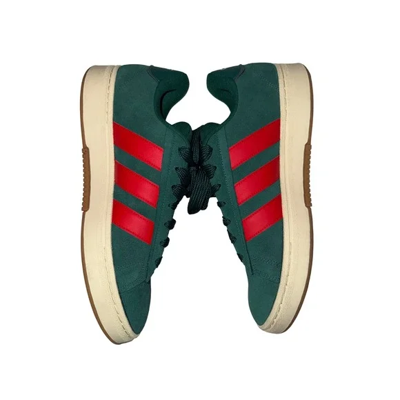 Adidas Grand Court Base 2.0 Dark Green Red Suede Sneakers Cloud Foam Mens 12.5 - Picture 4 of 6